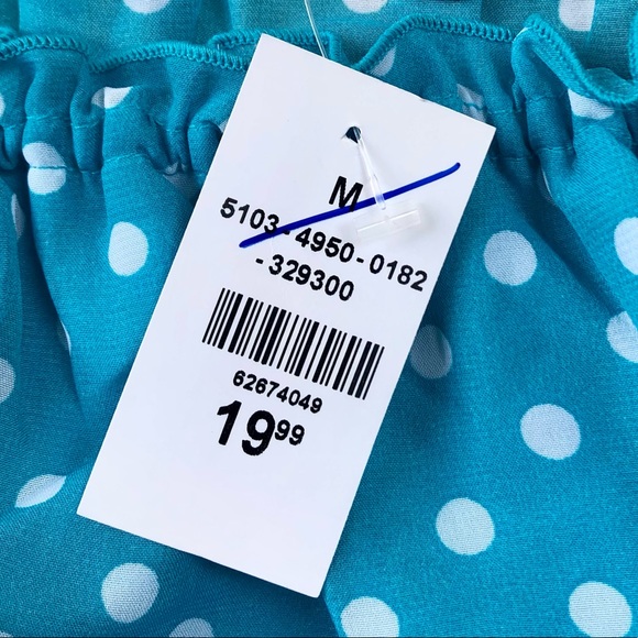 American Dream Sweet Blue Polka Dot ruffled crop top with elastic - Picture 6 of 6